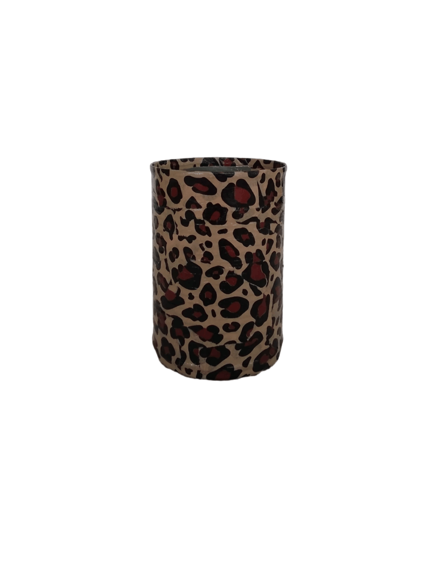 Upcycled Decoupage Animal Print Tin Can – Stylish & Functional Storage