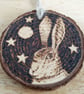 Four pyrography British wildlife wood slice hanging decorations - Image 5