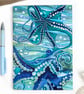 Large Octopus Notebook - Nautical A5 Notepad with Lined Paper Seaside Stationery - Image 1