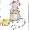 Hand-painted Card of a cute Mouse. Original painting. Free UK shipping