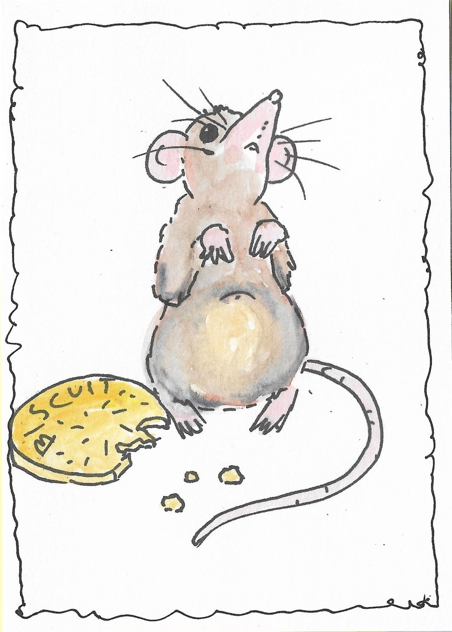 Blank Card of a cute Mouse. Print of Original painting