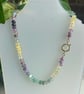 Fluorite & Banded Agate Hand Knotted Beaded Gemstone Necklace - Image 10