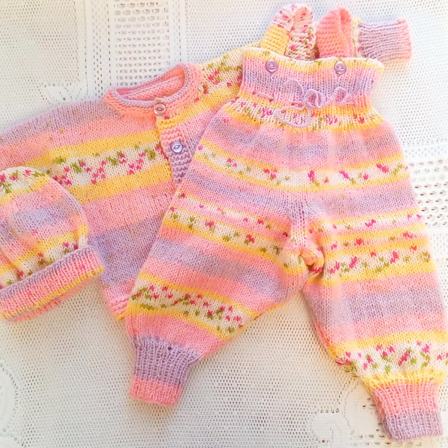 All in One Baby's Dungarees With A Cardigan and Hat, Gift Ideas for Babies