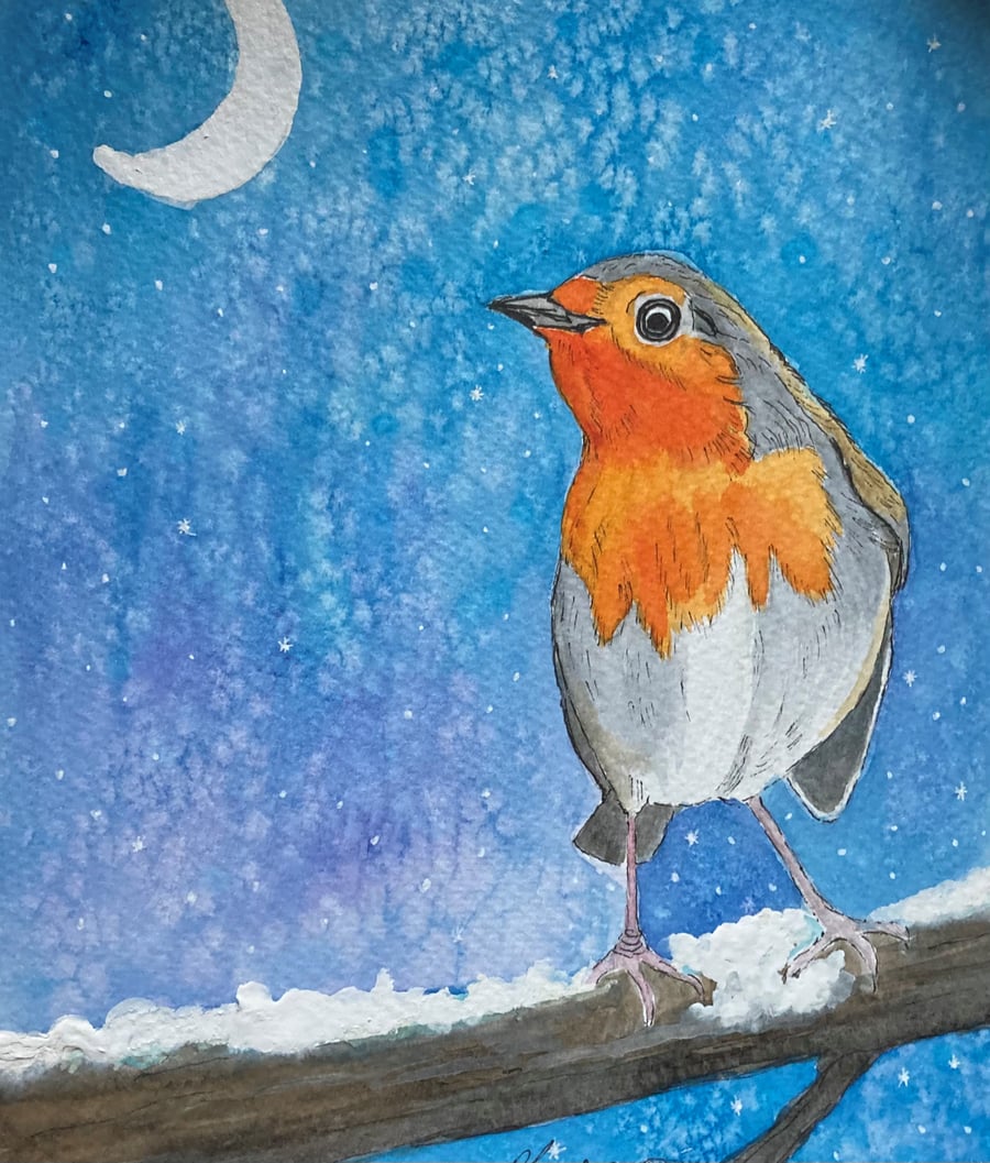 A Robin Laughing  at the Moon