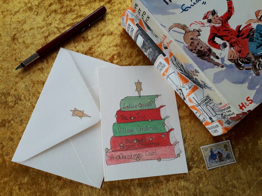 Christmas Card with original Christmas tree books design