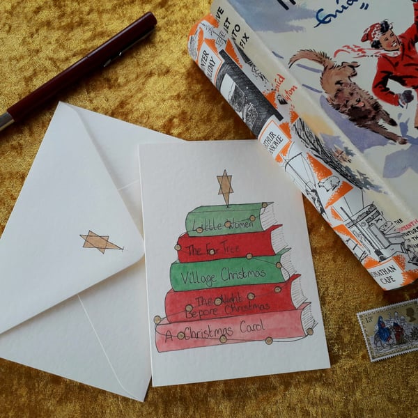 Christmas Card with original Christmas tree books design