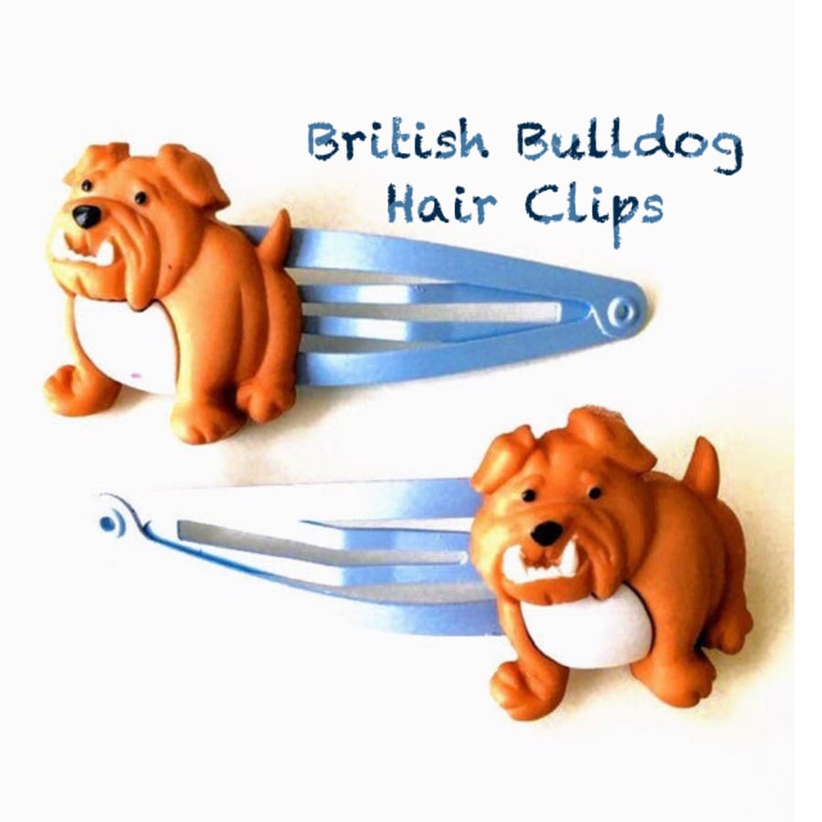 Dog Hair Clips x2 - British Bulldog Gift - British Bulldog Accessories- Dog Barr