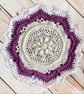 Handmade Purple & Cream Crochet Round Mandala Doily Mat. 42 cm by 42 cm. - Image 3