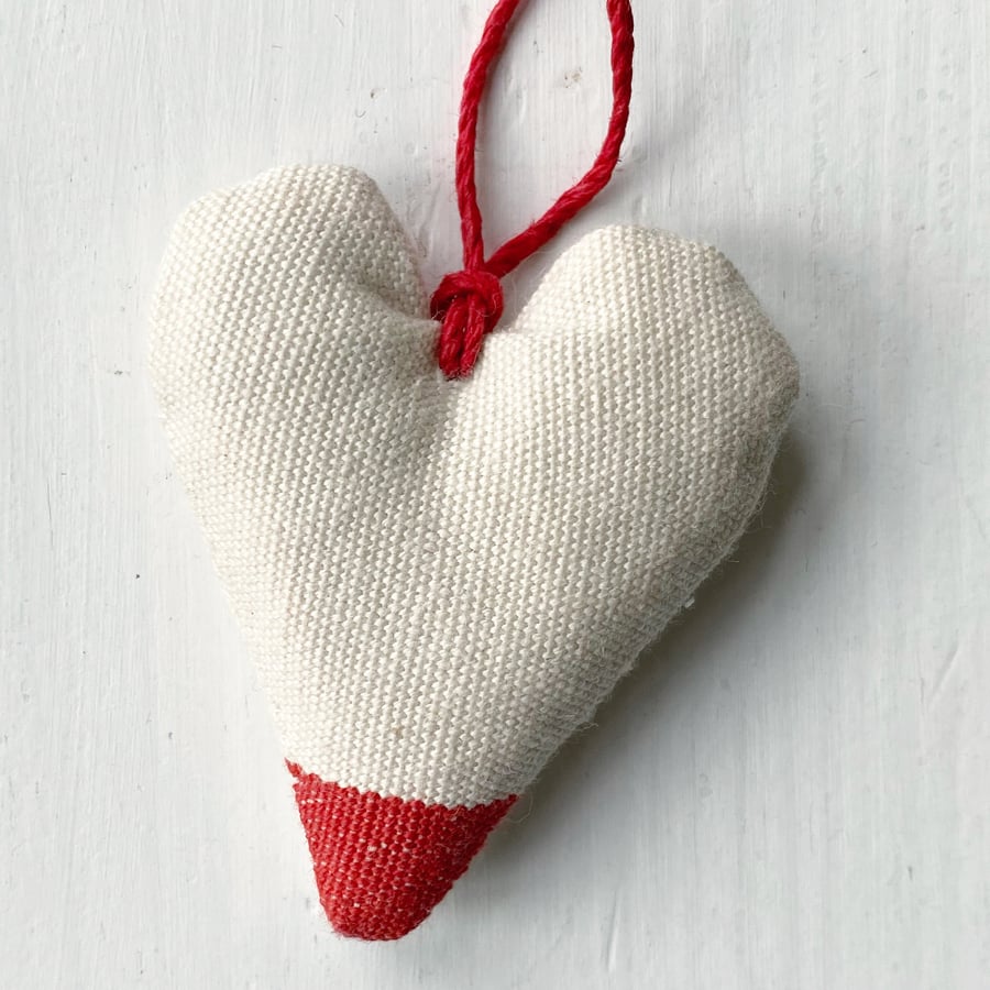 SALE - LAVENDER HEART - dinky, colour block, creamy white and red 