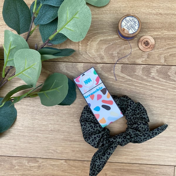 Animal Print, Khaki, Knot Scrunchie, hair tie