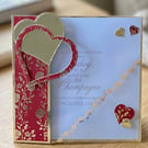 Handmade Ruby Wedding Anniversary Card. Elegant Champagne Congratulations Card