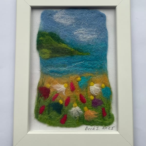 Hand made, one-of-a kind, Coastal felt art