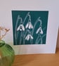 An original handprinted linoprint of snowdrops. - Image 6