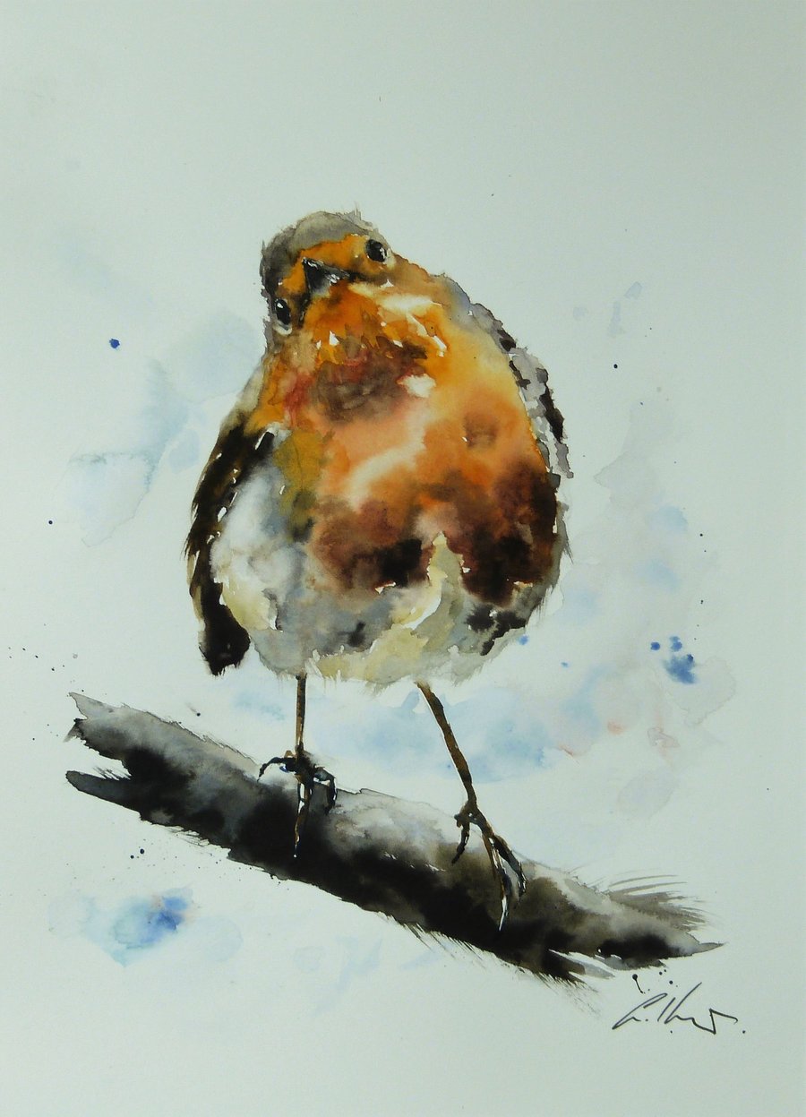 A Robin, Original Watercolour Painting.