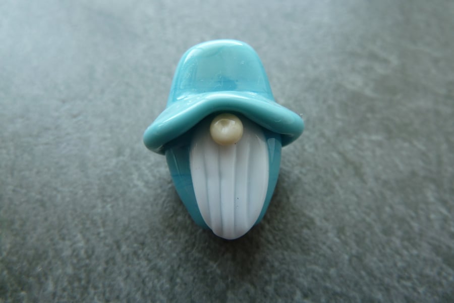 blue gnome lampwork glass bead