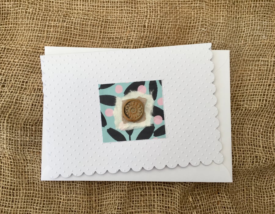 Hand made card, ceramic design, birthday, wedding, valentines day card