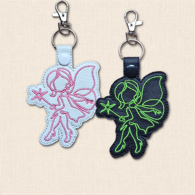 Fairy Keyring - Embroidered Faux Leather Enchanted Bag Charm