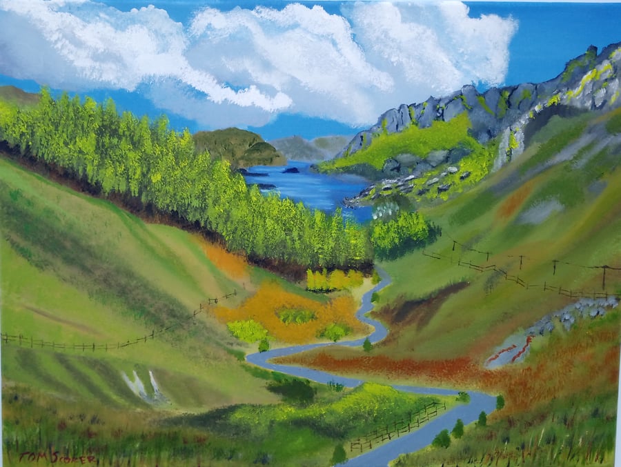 Distant Loch Maree from Glen Docharty Original Oil Painting on Canvas 