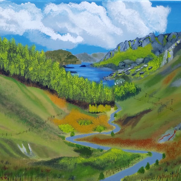 Distant Loch Maree from Glen Docharty Original Oil Painting on Canvas 