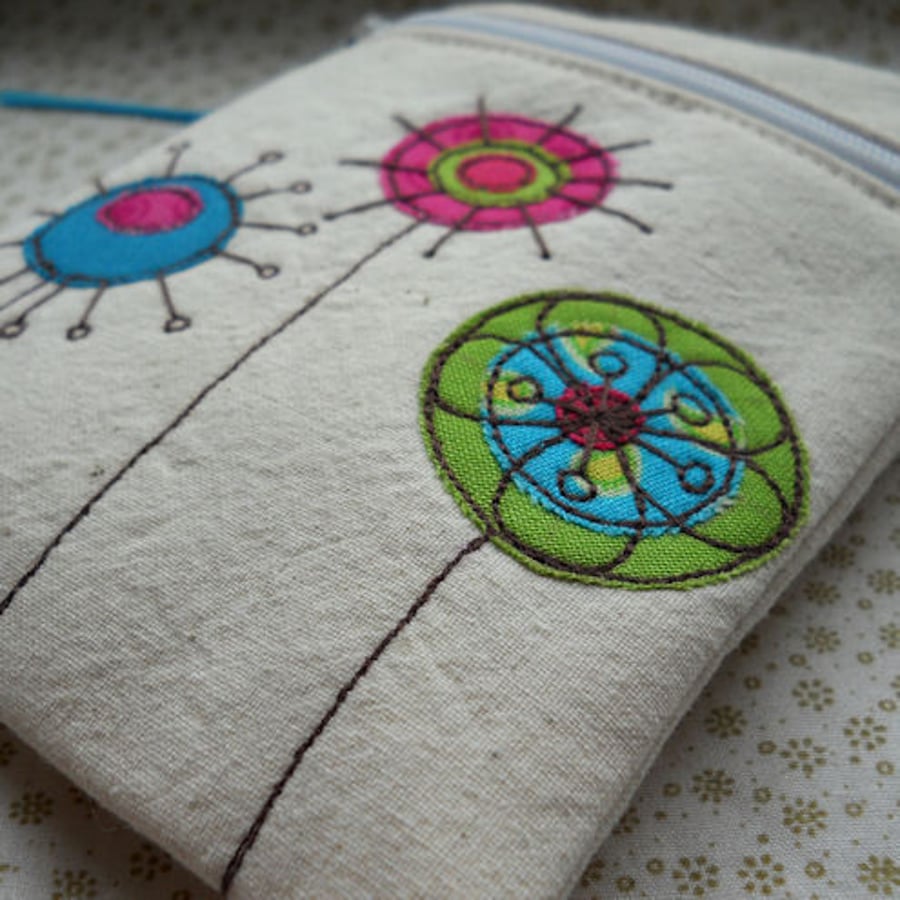 gadget case / phone case - embroidered flowers