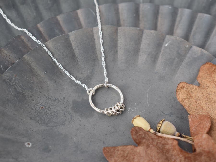 Silver Ring Pendant - Minimalist Layering Necklace