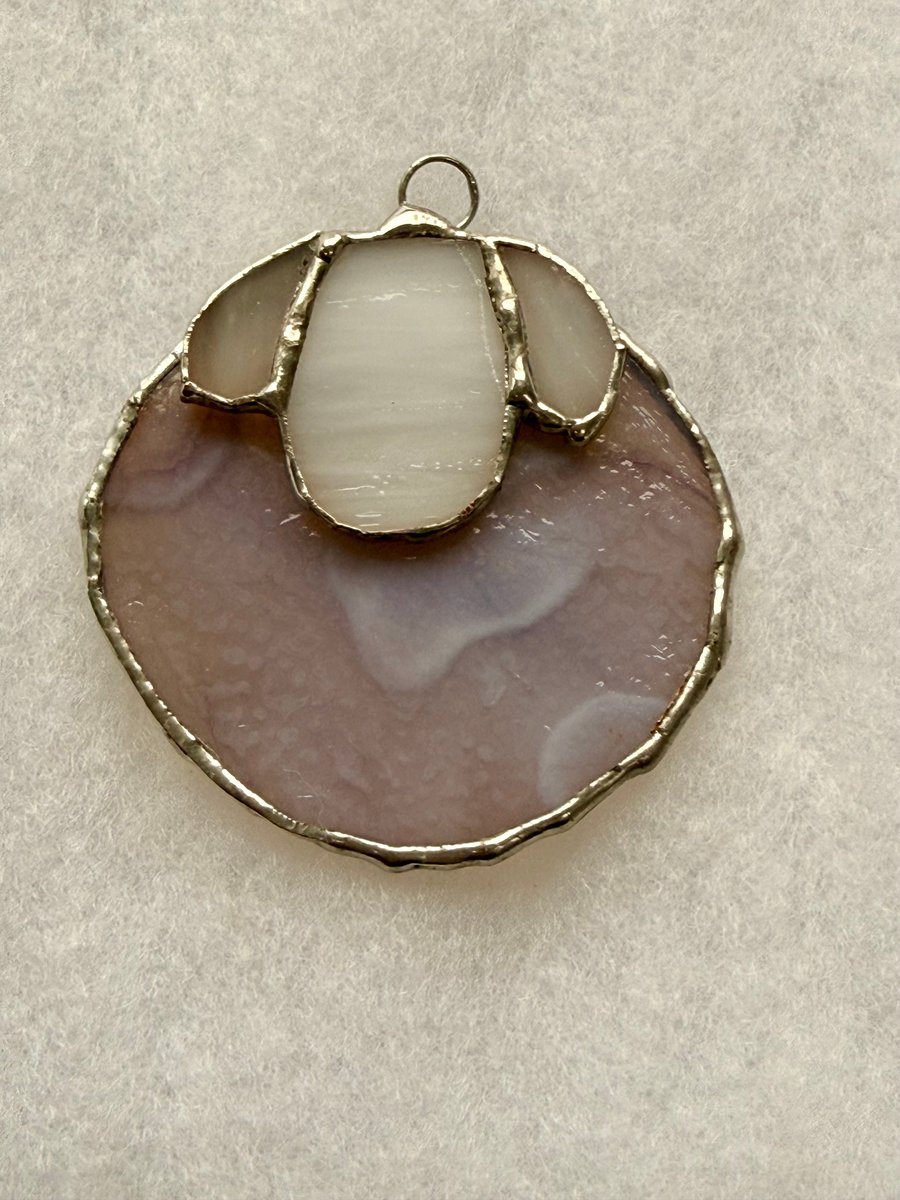 Stained glass small sheep suncatcher - mottled purple with cream face