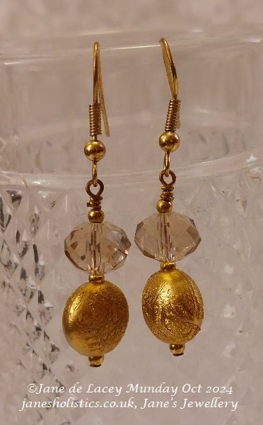Gold Foil and Crystal Drop Earrings