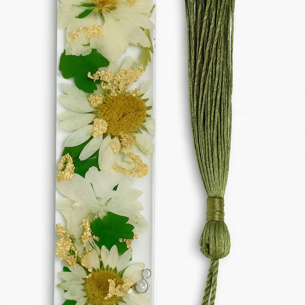 Personalised Resin Bookmark with Real Flowers & Gold Leaf