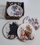 Set of 6 Cat Coasters, Decoupaged Wooden Drink Mats