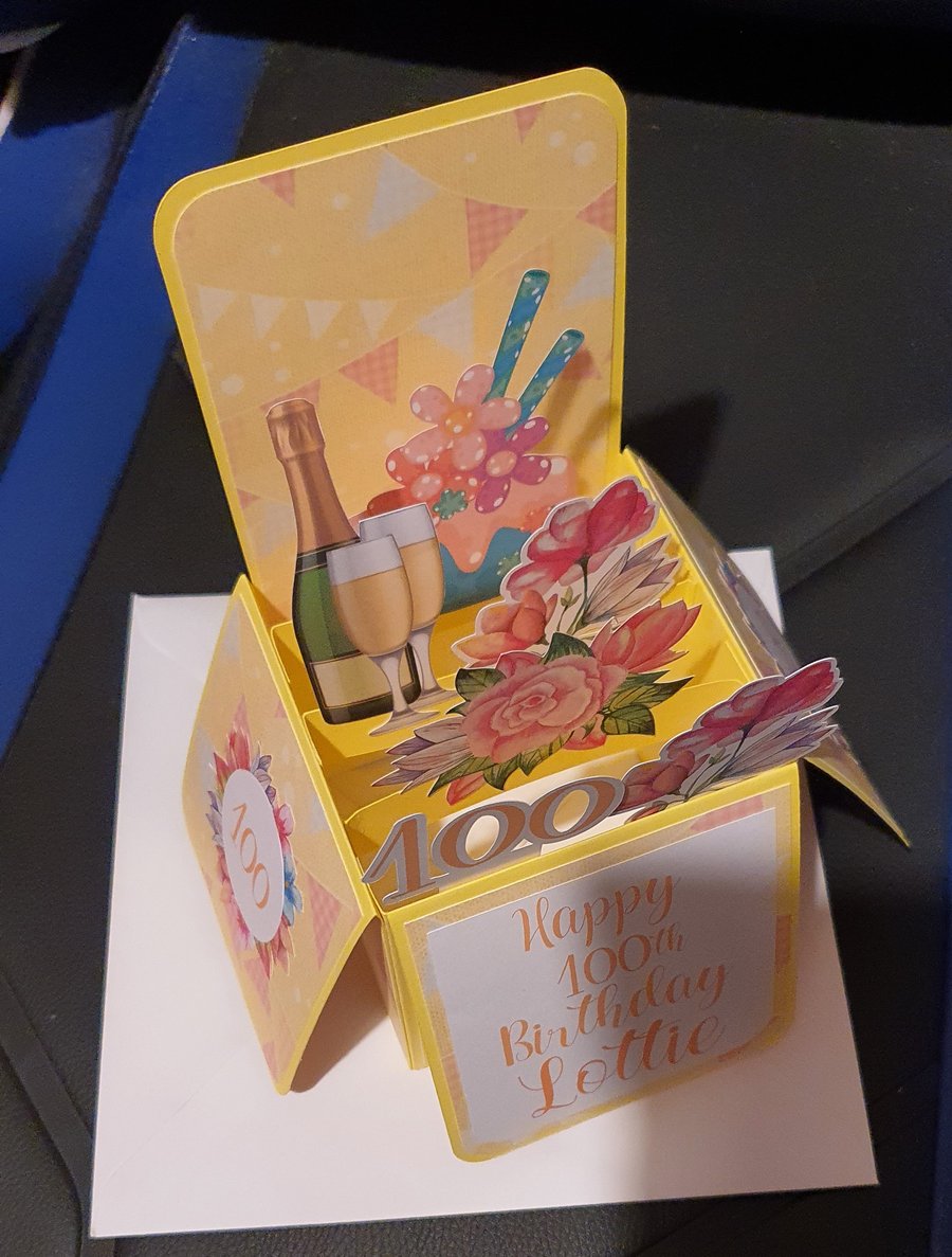 Large 100th Birthday Box Card personalised