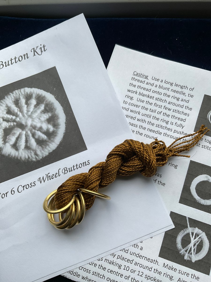 Kit to Make 6 x Dorset Cross Wheel Buttons, Golden Brown