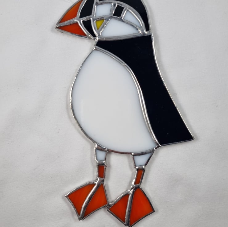 521 Stained Glass Puffin - handmade hanging dec… - Folksy