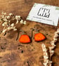 Dazzling Orange Ceramic Earrings; Foraged Bristol Clay, Hypoallergenic Steel Hoo - Image 2