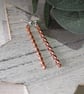 Earrings, Copper and Sterling Silver Spiral Twist Droppers with Stud Fitting - Image 4