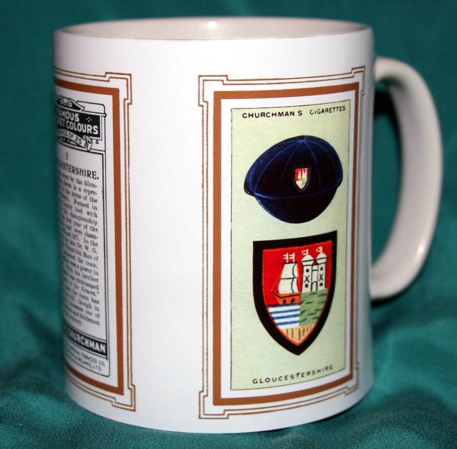 Cricket mug Gloucestershire 1928 cricket colours vintage design mug