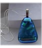 Dichroic Glass Pendant 006 Emerald Triangle Handmade with silver plated chain - Image 6