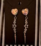 Gothic stars heart spike pink glitter stud earrings emo punk alternative 
