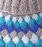 Knitted Collar, Cowl, Neckwarmer, Handspun Merino Wool, Grey, Blue,Turquoise - Image 4