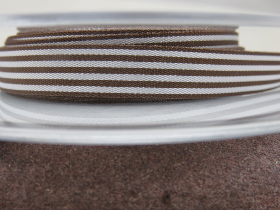3 Metres Berisfords Dark Brown Pencil Stripe Ribbon