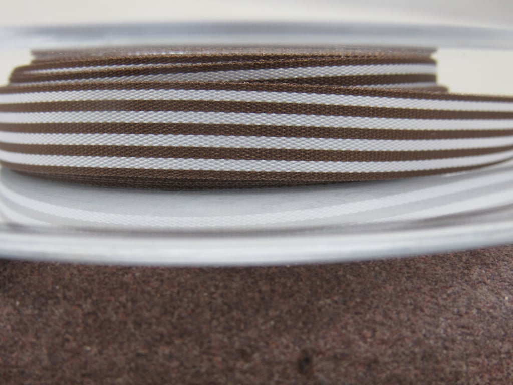 3 Metres Berisfords Dark Brown Pencil Stripe Ribbon