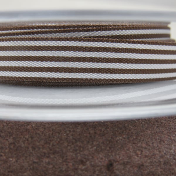 3 Metres Berisfords Dark Brown Pencil Stripe Ribbon