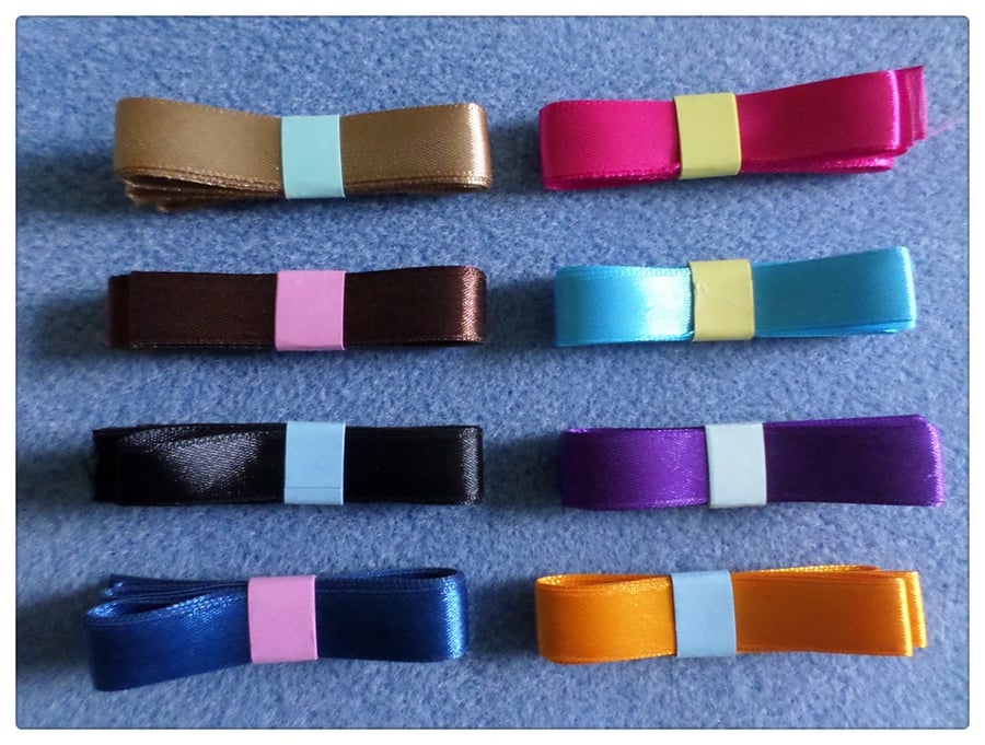 8m Ribbon Bundle Pack - Satin - 12mm - Bright Colours 
