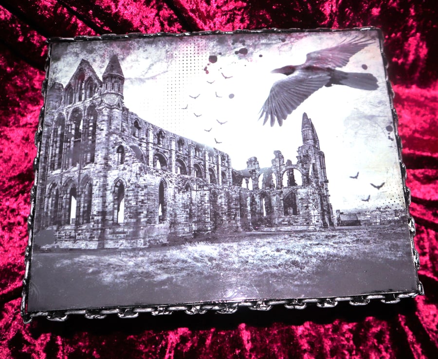 Gothic Box handmade Whitby Abbey Spooky Bat  home decoration jewellery box