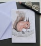 Hand Painted Red Squirrel Greetings Card with Envelope - Blank inside - Image 3