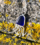 Cobalt Blue Sea Glass and Sterling Silver Jelly Fish Pendant - 1295 - Image 2