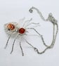 Silver wire wrapped Spider with Orange Agate - Image 2