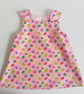 Pink summer dress, 12-18 months, A Line dress, birds, toadstools,  - Image 1