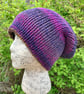 Reversible Hat. Beanie. Slouchy. Knitted Hat. Woolly Hat. Purple Hat. Brown Hat. - Image 2