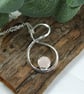 Rose Quartz Necklace, Sterling Silver Twisted Infinty Loop Pendant
