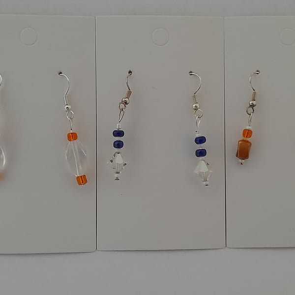 Set of 3 Handmade earrings for pierced ears
